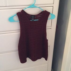 Burgundy knit crop top